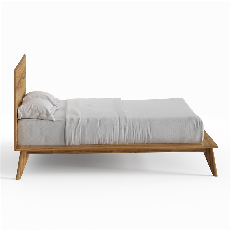 Pemberly Row Solid and Engineered Wood Full Size Bed in Natural