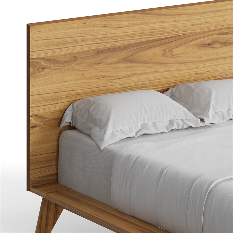 Pemberly Row Solid and Engineered Wood Full Size Bed in Natural
