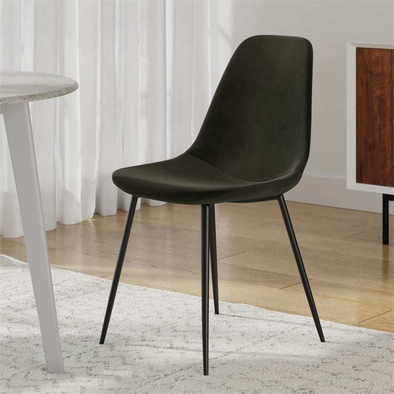 Pemberly Row Performance Velvet Side Chairs (Set of 2) in Smoke