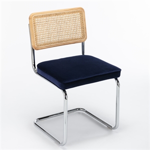 Pemberly Row Cane Back Velvet Side Chair (Set of 2) in Sapphire