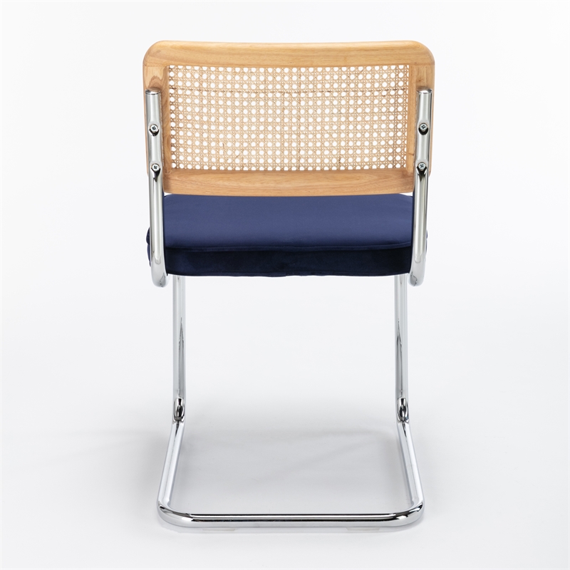Pemberly Row Cane Back Velvet Side Chair (Set of 2) in Sapphire