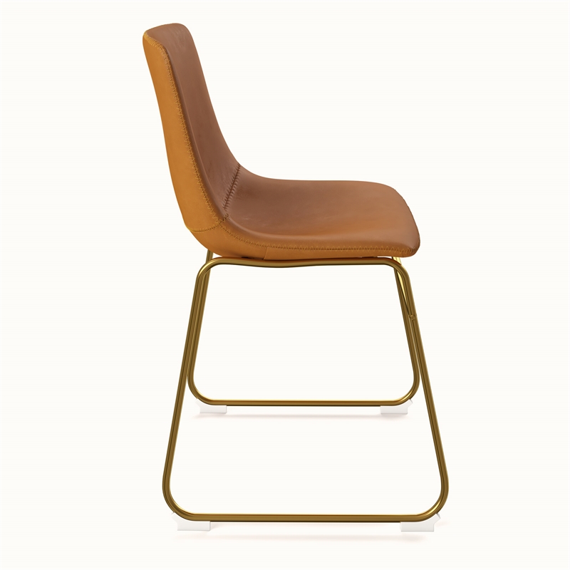 Pemberly Row Side Chairs with Gold Legs (Set of 2) in Light Oak