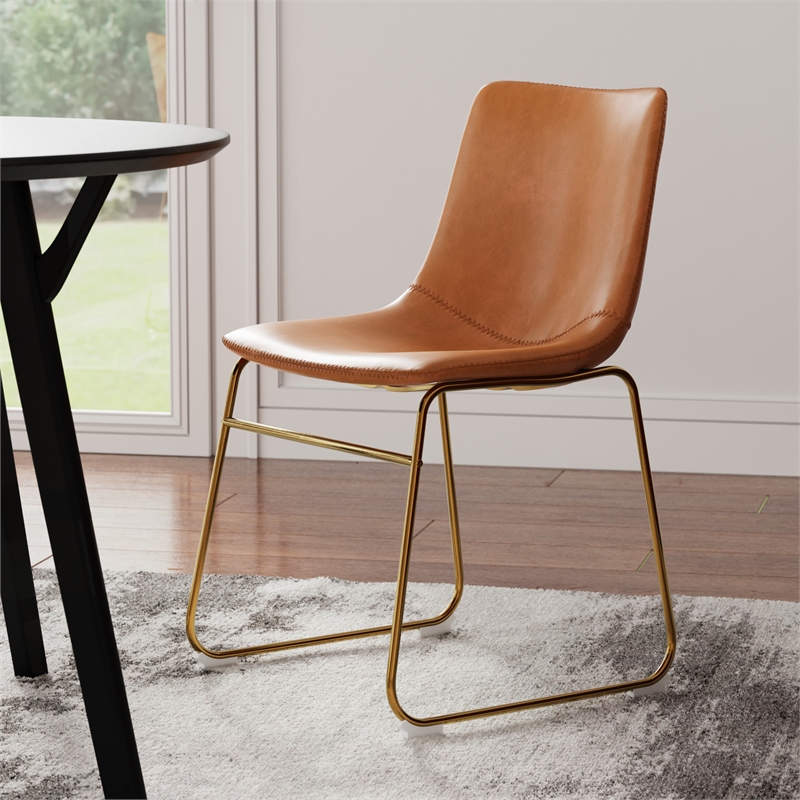 Pemberly Row Side Chairs with Gold Legs (Set of 2) in Light Oak