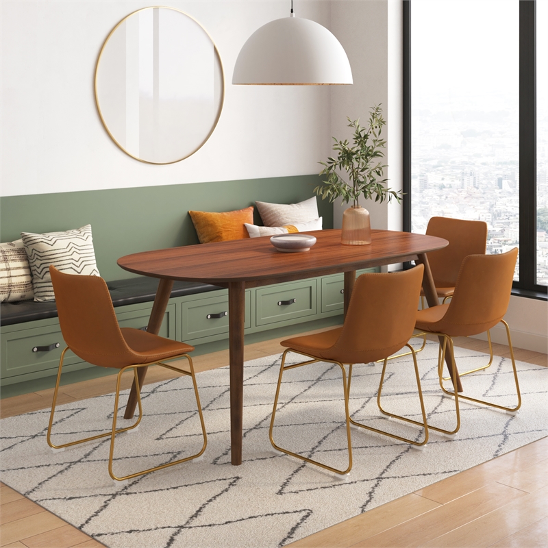 Pemberly Row Side Chairs with Gold Legs (Set of 2) in Light Oak