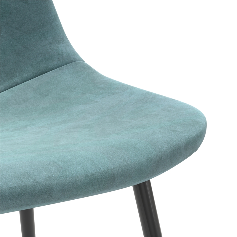 Pemberly Row Performance Velvet Side Chairs (Set of 2) in Ocean