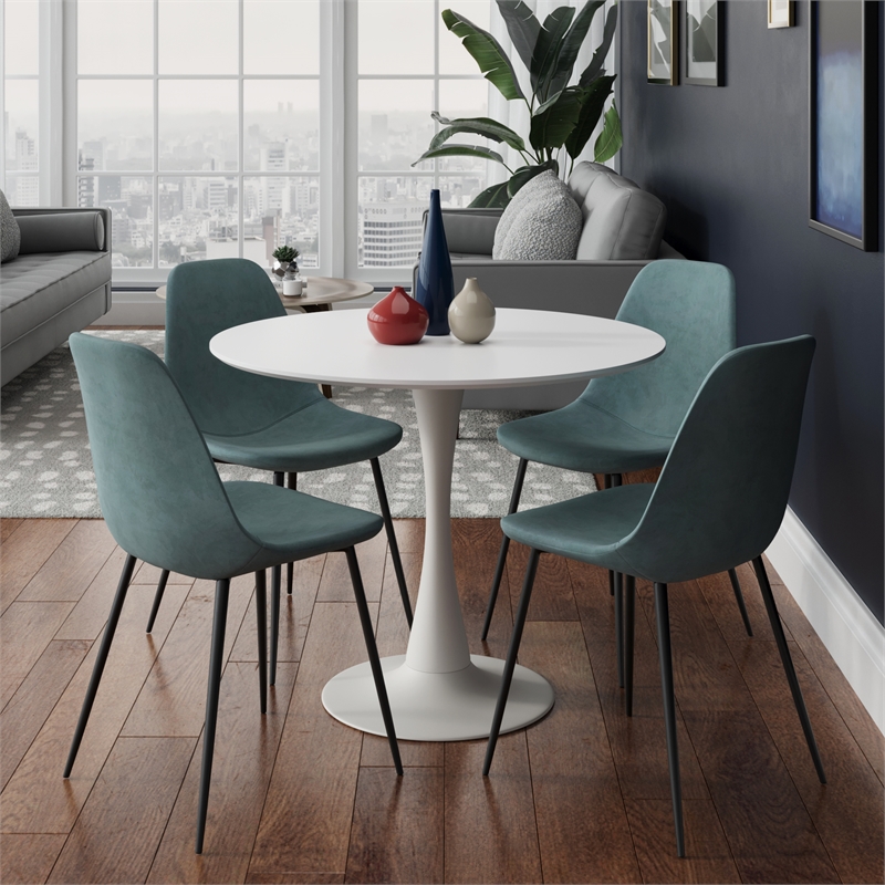 Pemberly Row Performance Velvet Side Chairs (Set of 2) in Ocean