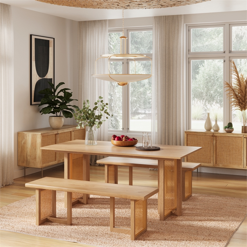 Pemberly Row Rectangular Dining Table with Cane Base in Natural