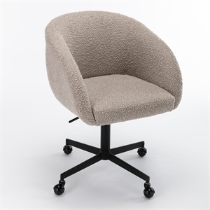Pemberly Row Modern Boucle Swivel Rolling Task Chair in Gray