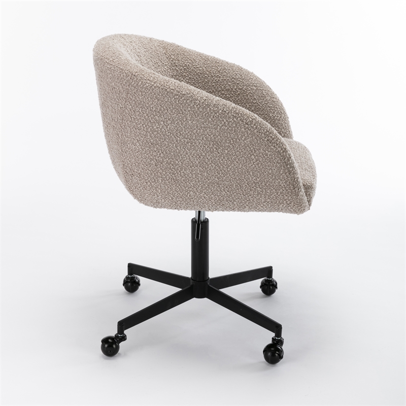 Pemberly Row Modern Boucle Swivel Rolling Task Chair in Gray