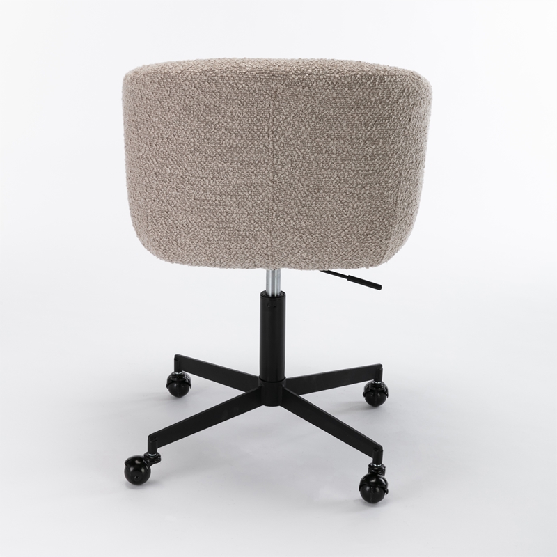 Pemberly Row Modern Boucle Swivel Rolling Task Chair in Gray