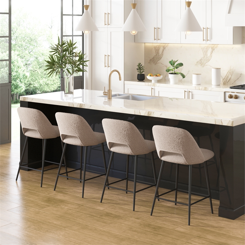 Pemberly Row Modern Counter Height Stools (Set of 2) in Gray