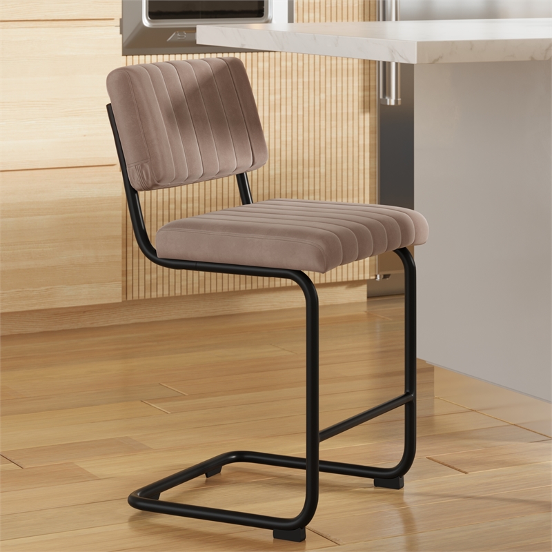 Pemberly Row Modern Counter Height Stools (Set of 2) in Gray