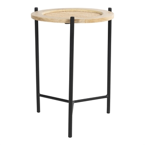 Pemberly Row Circle Mid-Century Modern Side Table in Natural