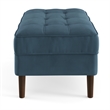 Pemberly Row Performance Velvet Rectangular Ottoman in Ocean