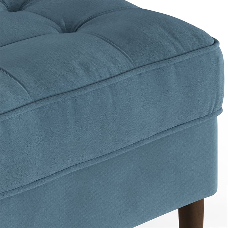 Pemberly Row Performance Velvet Rectangular Ottoman in Ocean