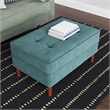 Pemberly Row Performance Velvet Rectangular Ottoman in Ocean