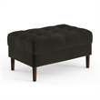 Pemberly Row Performance Velvet Rectangular Ottoman in Smoke