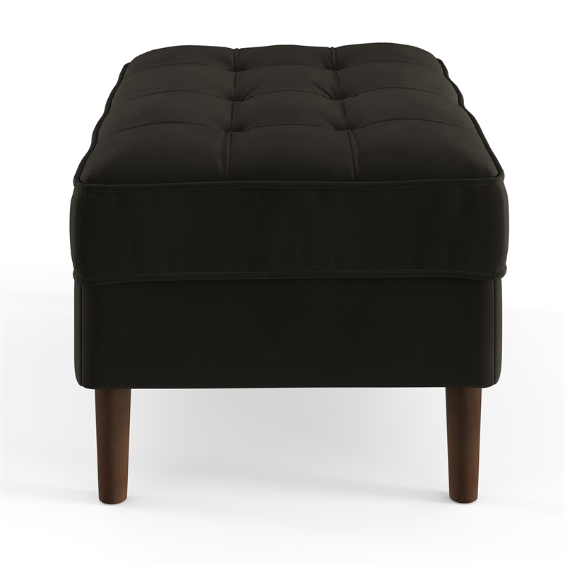 Pemberly Row Performance Velvet Rectangular Ottoman in Smoke