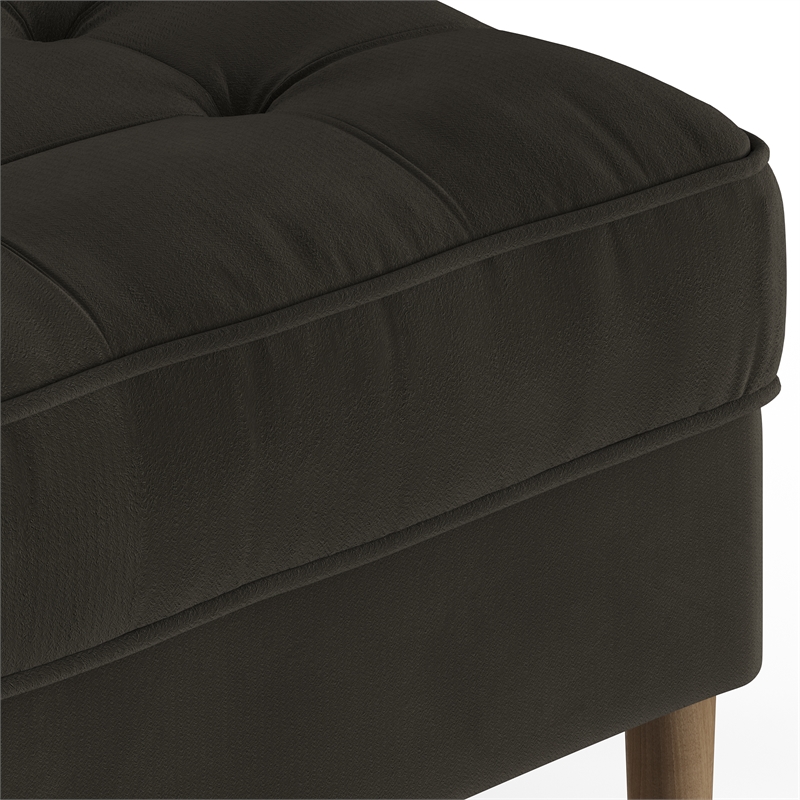 Pemberly Row Performance Velvet Rectangular Ottoman in Smoke