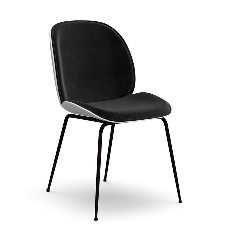 Pemberly Row Fabric Side Chair (Set of 2) in White and Black