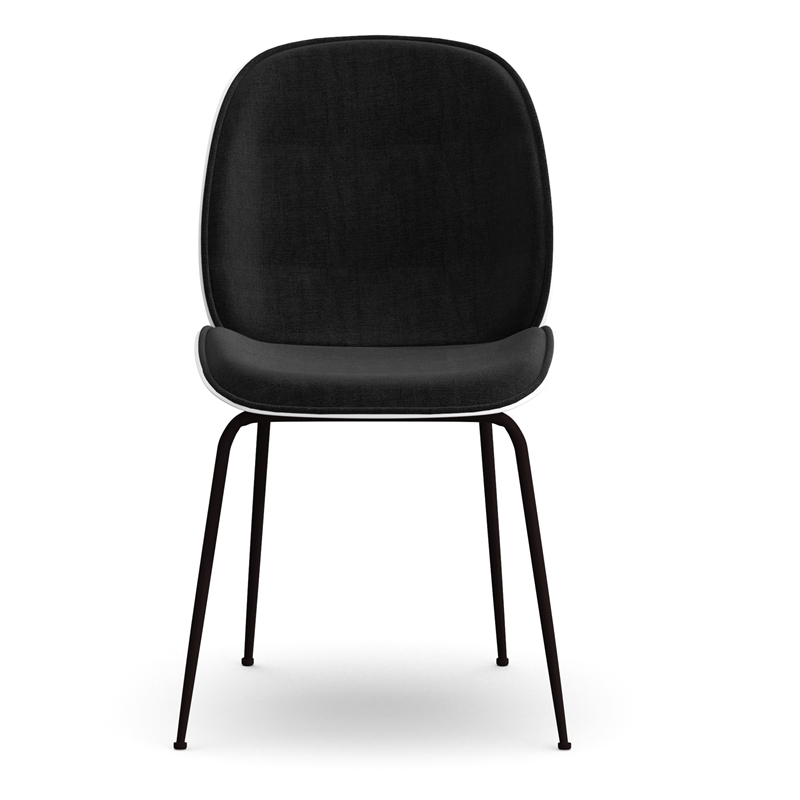Pemberly Row Fabric Side Chair (Set of 2) in White and Black