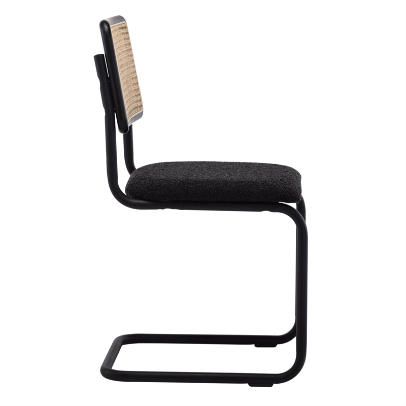 Pemberly Row Cane Back Boucle Side Chair (Set Of 2) in Black