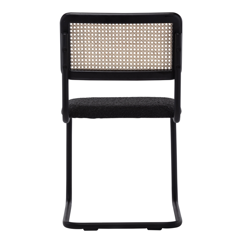 Pemberly Row Cane Back Boucle Side Chair (Set Of 2) in Black
