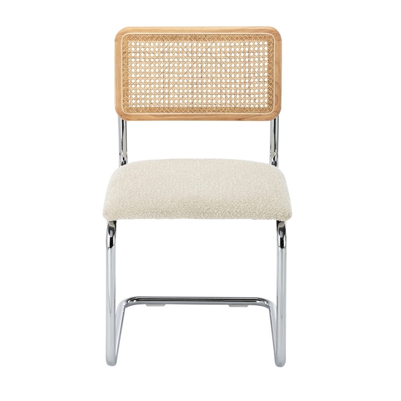 Pemberly Row Cane Back Boucle Side Chair (Set Of 2) in White