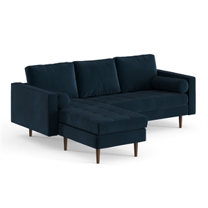 Pemberly Row Performance Velvet Reversible Sectional in Blue