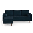 Pemberly Row Performance Velvet Reversible Sectional in Blue