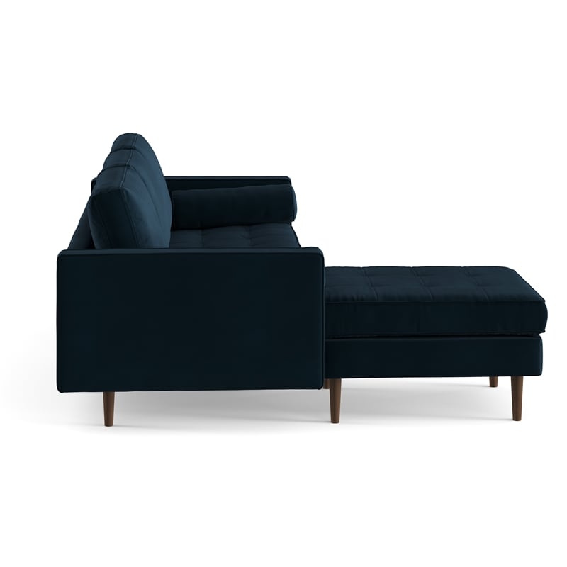 Pemberly Row Performance Velvet Reversible Sectional in Blue