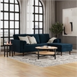 Pemberly Row Performance Velvet Reversible Sectional in Blue