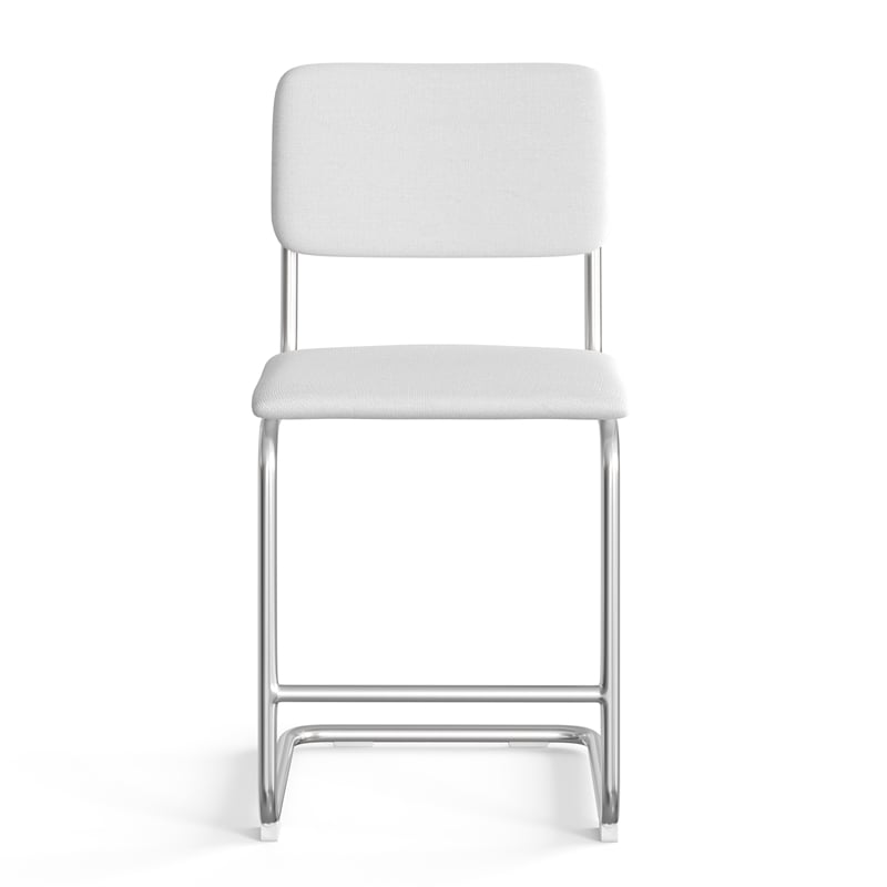 Pemberly Row Fabric Counter Height Stool (Set of 2) in White