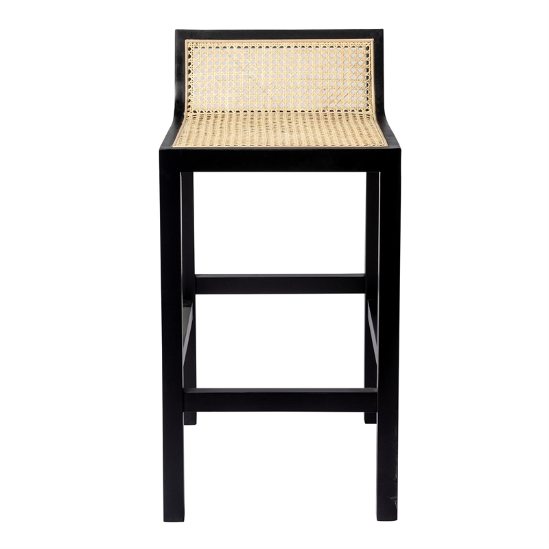 Pemberly Row Counter Height Stool with Natural Cane in Black