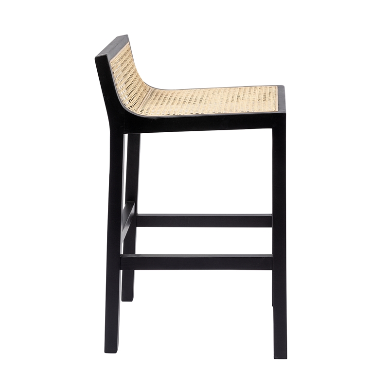 Pemberly Row Counter Height Stool with Natural Cane in Black