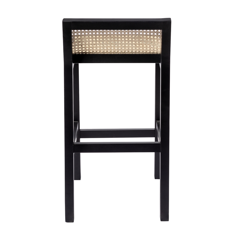 Pemberly Row Counter Height Stool with Natural Cane in Black