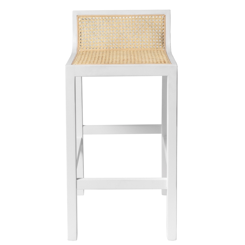 Pemberly Row Counter Height Stool with Natural Cane in White