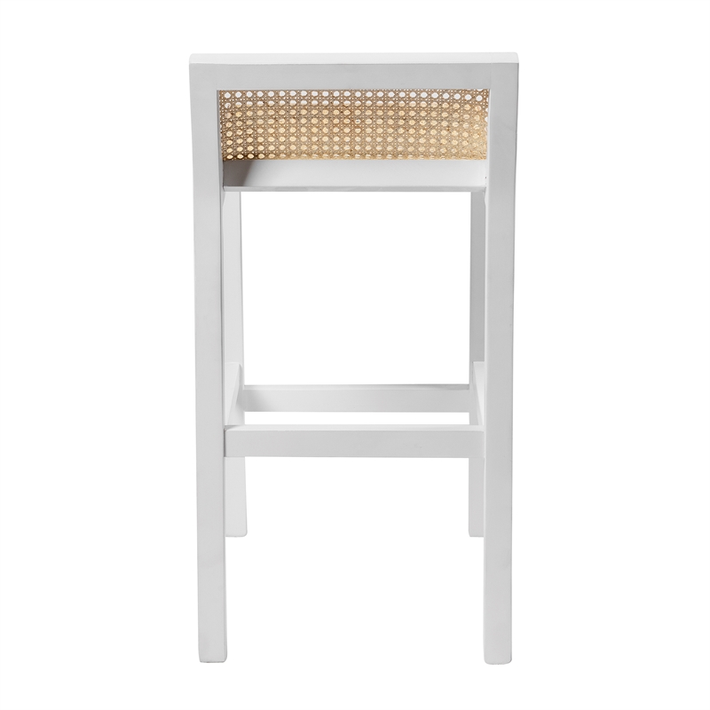 Pemberly Row Counter Height Stool with Natural Cane in White