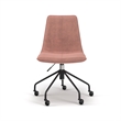 Pemberly Row Velvet Chair Rolling Swivel Task Chair in Blush