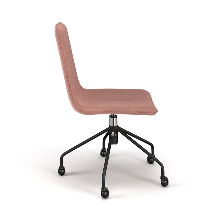 Pemberly Row Velvet Chair Rolling Swivel Task Chair in Blush