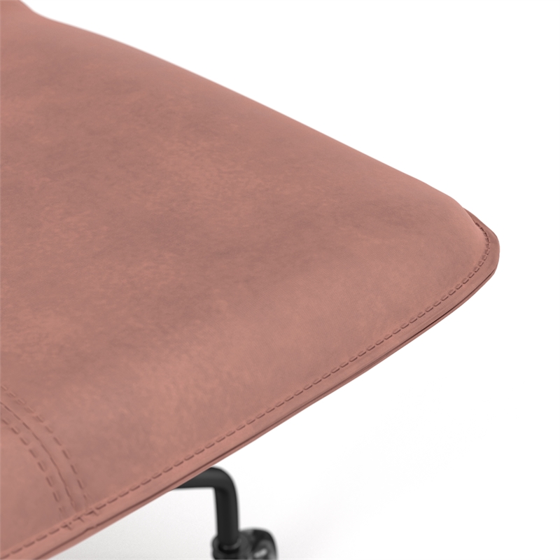 Pemberly Row Velvet Chair Rolling Swivel Task Chair in Blush
