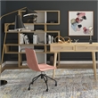 Pemberly Row Velvet Chair Rolling Swivel Task Chair in Blush