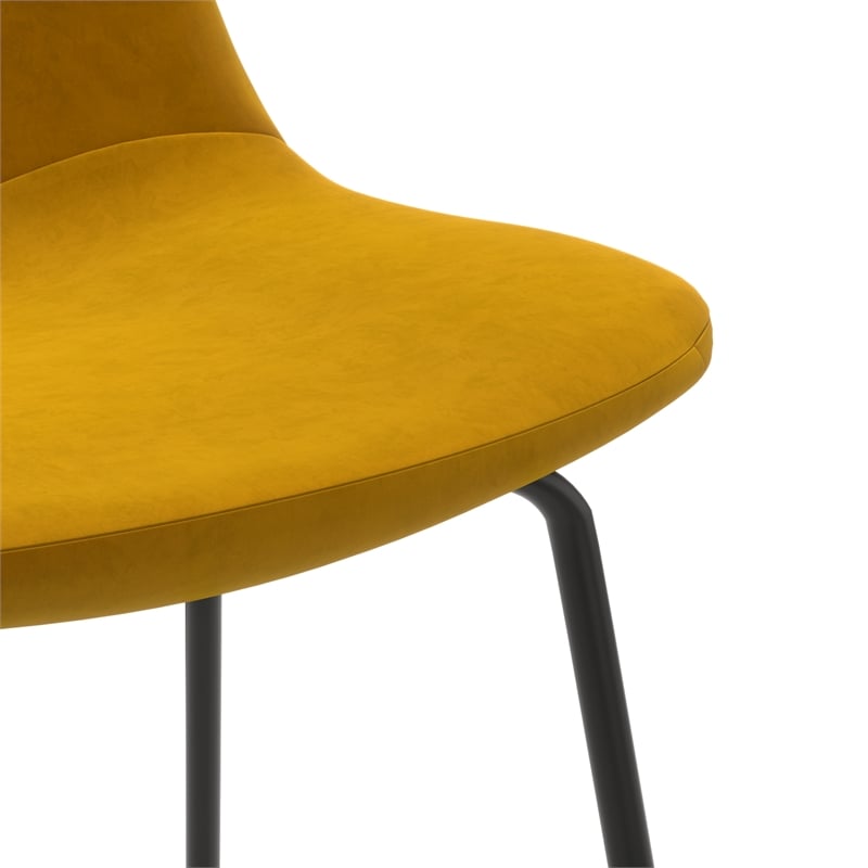 Pemberly Row Velvet Counter Height Stools (Set of 2) in Gold