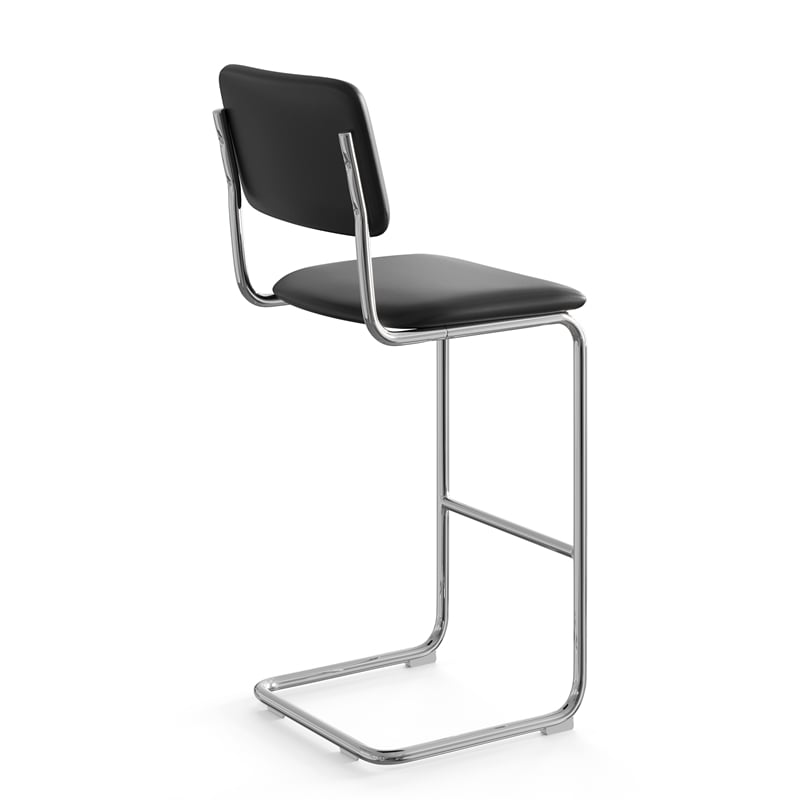Pemberly Row Vegan Leather Bar Height Stool (Set of 2) in Black