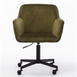 Pemberly Row Swivel Rolling Velvet Upholstery Armchair in Olive