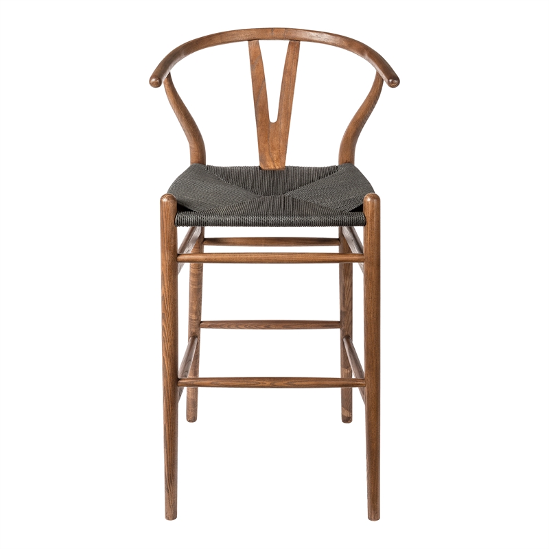 Pemberly Row Danish Design Bar Height Stool in Walnut and Black