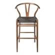 Pemberly Row Danish Design Bar Height Stool in Walnut and Black