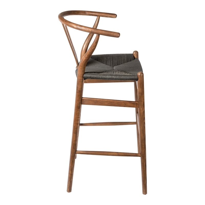 Pemberly Row Danish Design Bar Height Stool in Walnut and Black