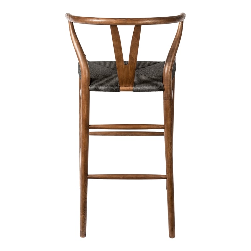 Pemberly Row Danish Design Bar Height Stool in Walnut and Black