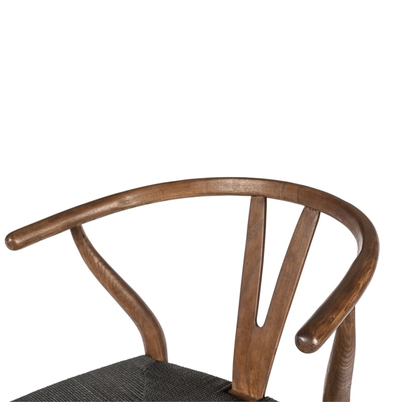 Pemberly Row Danish Design Bar Height Stool in Walnut and Black